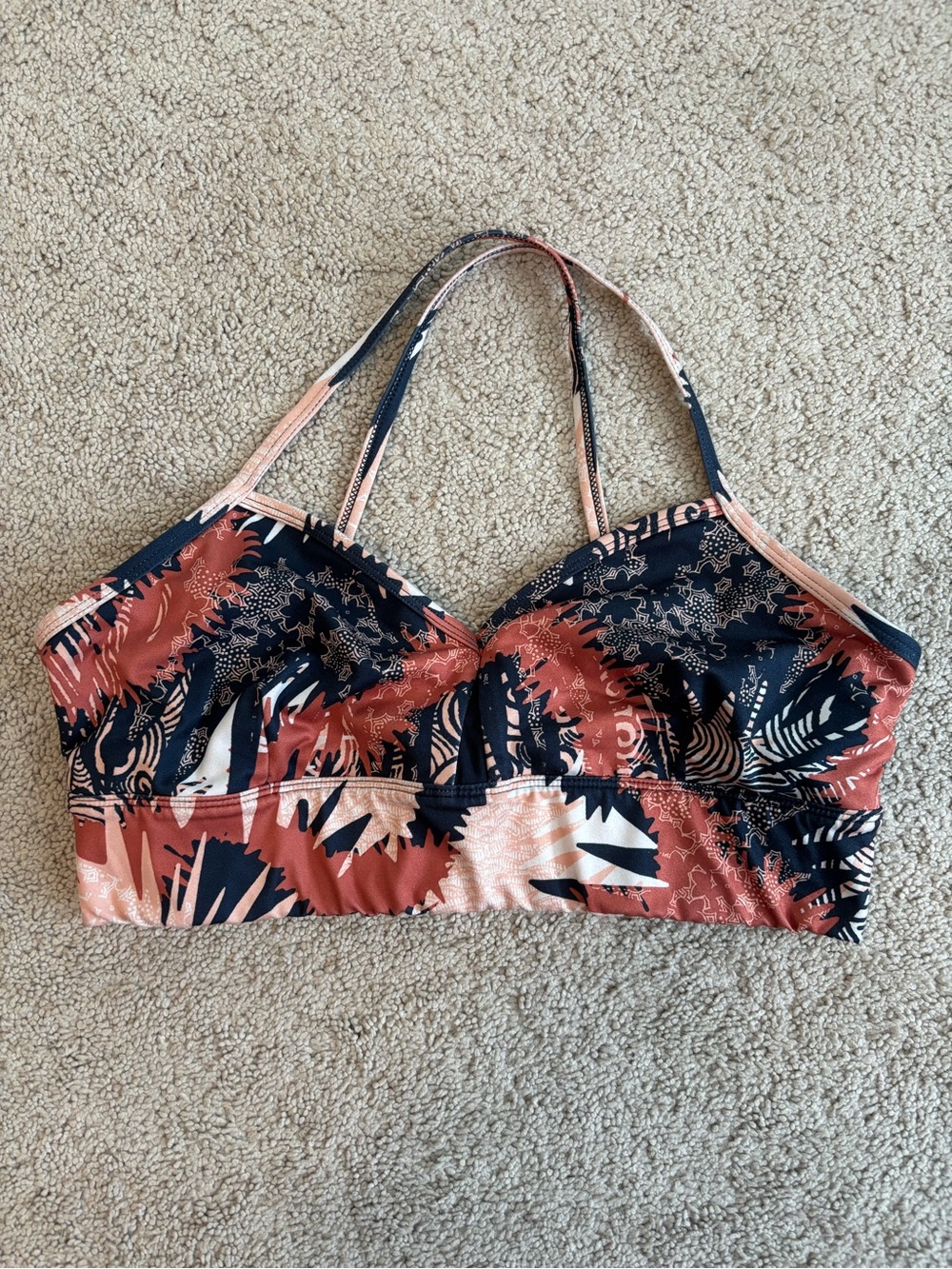 JoyLab Coral & Navy Tropical Print Bralette, Women’s Large